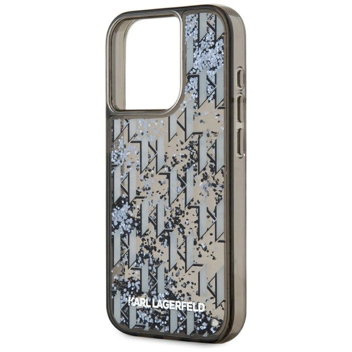 Karl Lagerfeld Liquide Glitter Monogram Gradient iPhone 15 Pro Max Case - Black
