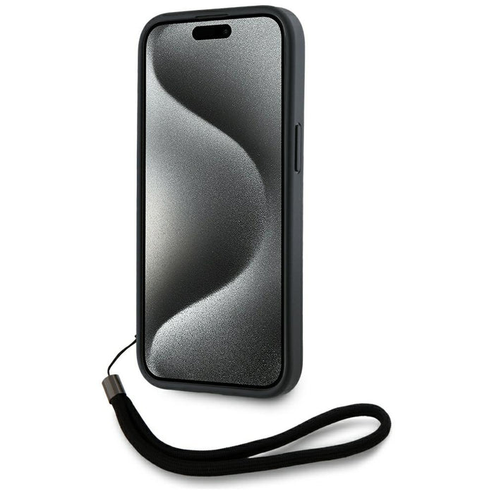 Karl Lagerfeld Saffiano Athleisure Stripes Cord iPhone 15 Pro Case - Red