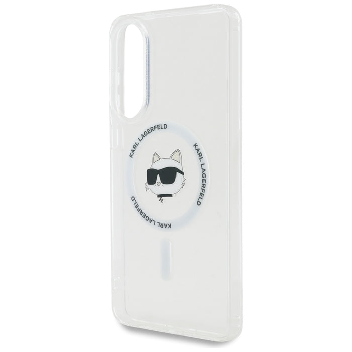 Karl Lagerfeld Button Choupette Head Printed Logo MagSafe Case for Samsung Galaxy S25 Edge - White