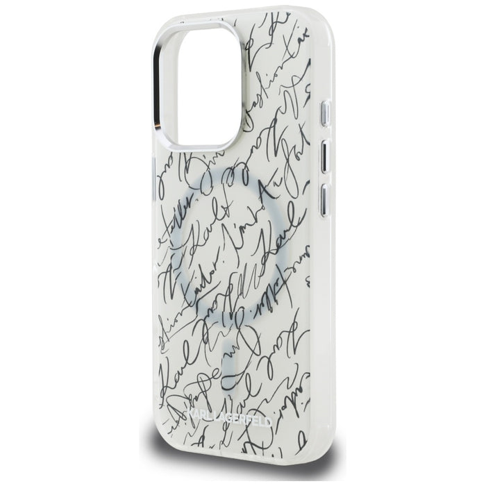 Karl Lagerfeld IML Karl Script Pattern MagSafe Case for iPhone 16 Pro - White