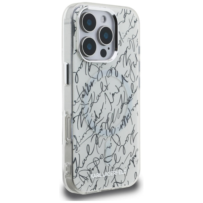 Karl Lagerfeld IML Karl Script Pattern MagSafe Case for iPhone 16 Pro Max - White