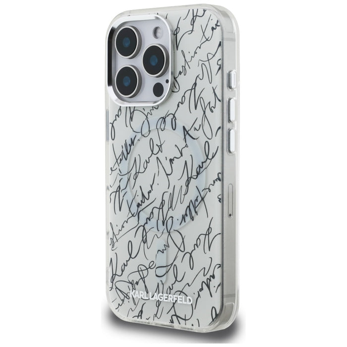 Karl Lagerfeld IML Karl Script Pattern MagSafe Case for iPhone 16 Pro Max - White