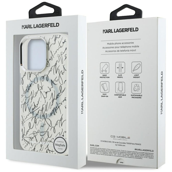 Karl Lagerfeld IML Karl Script Pattern MagSafe Case for iPhone 16 Pro Max - White