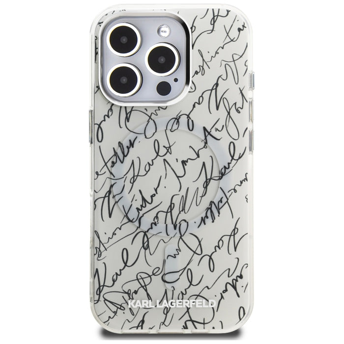 Karl Lagerfeld IML Karl Script Pattern MagSafe Case for iPhone 16 Pro Max - White