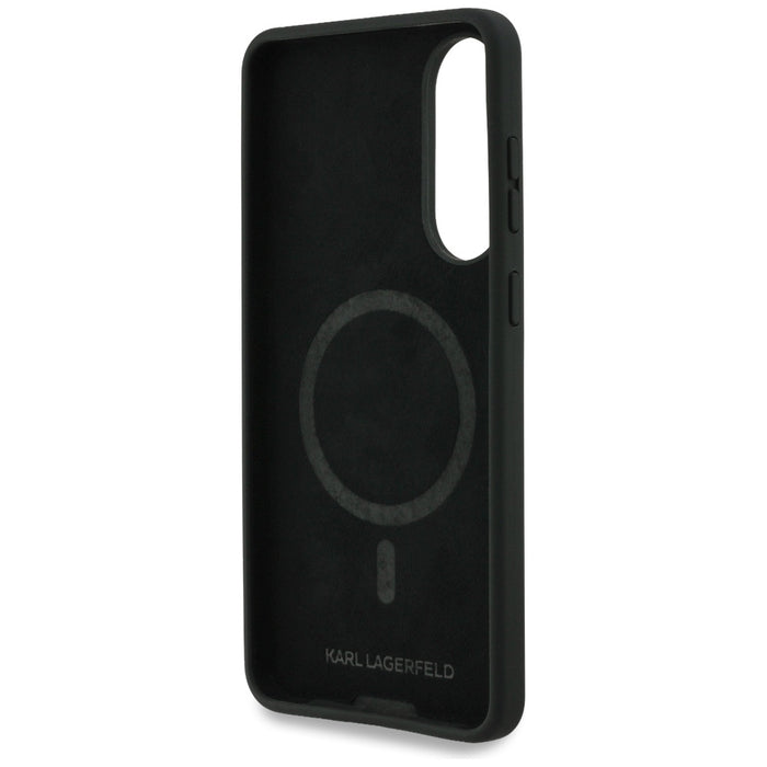 Karl Lagerfeld Silicone nauble Heads And Circle MagSafe case for Samsung Galaxy S25 Edge - black