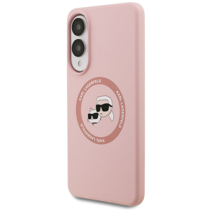 Karl Lagerfeld Silicone Nauble Heads And Circle MagSafe Case for Samsung Galaxy S25 Edge - Pink