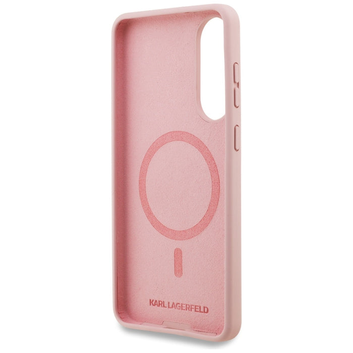Karl Lagerfeld Silicone Nauble Heads And Circle MagSafe Case for Samsung Galaxy S25 Edge - Pink