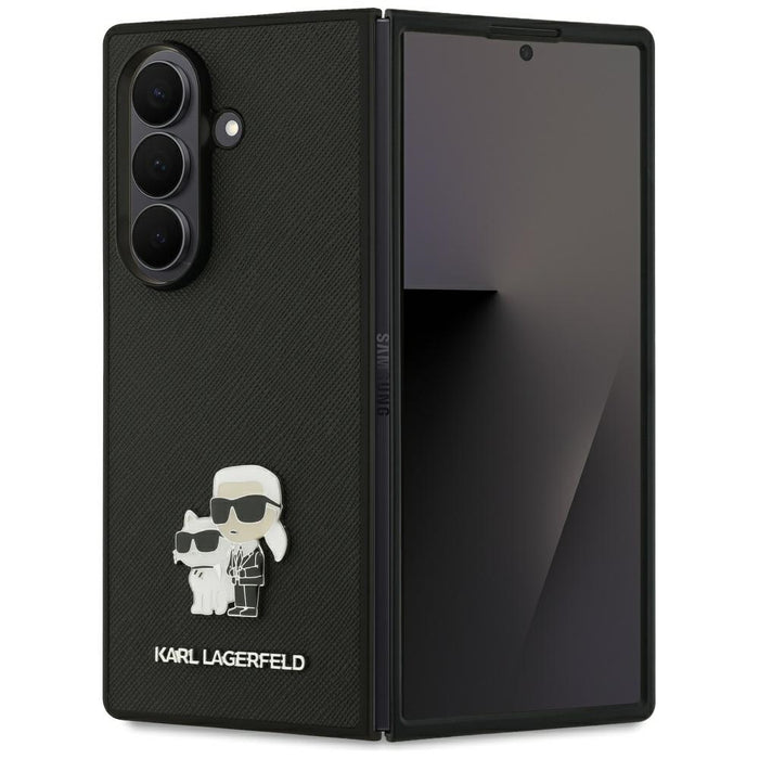 Karl Lagerfeld Saffiano Karl&amp;Choupette Pin Case for Samsung Galaxy Z Fold7 - Black