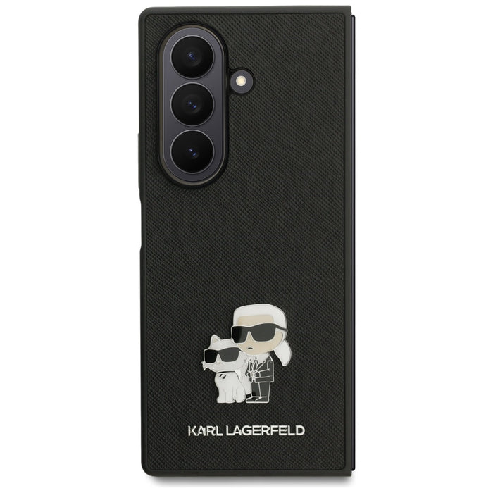 Karl Lagerfeld Saffiano Karl&amp;Choupette Pin Case for Samsung Galaxy Z Fold7 - Black