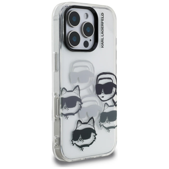 Karl Lagerfeld IML Multi K&C Head Pattern Case for iPhone 16 Pro Max - Transparent