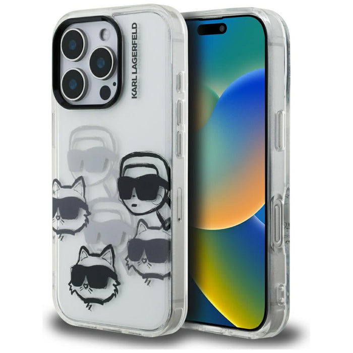 Karl Lagerfeld IML Multi K&C Head Pattern Case for iPhone 16 Pro Max - Transparent