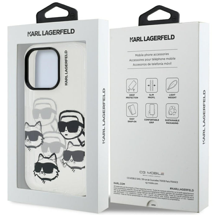 Karl Lagerfeld IML Multi K&C Head Pattern Case for iPhone 16 Pro Max - Transparent