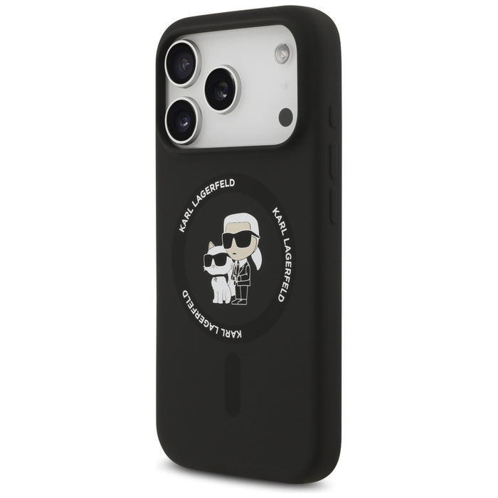 Karl Lagerfeld Silicone Karl&amp;Choupette Ring MagSafe Case for iPhone 17 Pro Max - Black