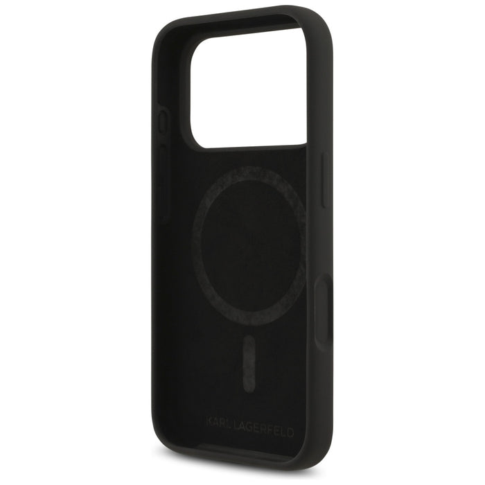 Karl Lagerfeld Silicone Karl&amp;Choupette Ring MagSafe Case for iPhone 17 Pro Max - Black