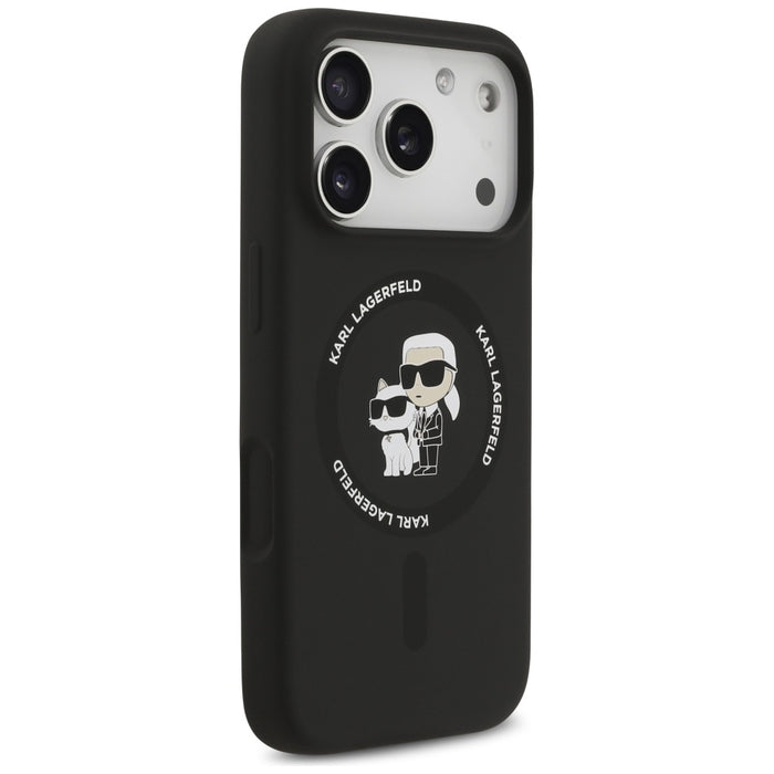Karl Lagerfeld Silicone Karl&amp;Choupette Ring MagSafe Case for iPhone 17 Pro Max - Black