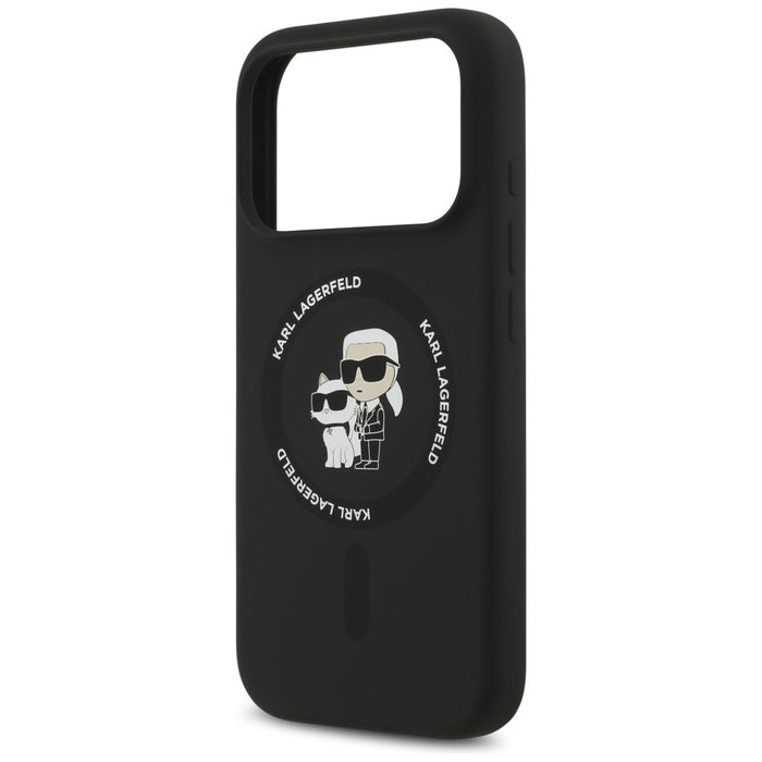 Karl Lagerfeld Silicone Karl&amp;Choupette Ring MagSafe Case for iPhone 17 Pro Max - Black