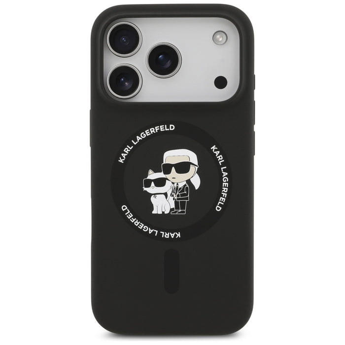 Karl Lagerfeld Silicone Karl&amp;Choupette Ring MagSafe Case for iPhone 17 Pro Max - Black