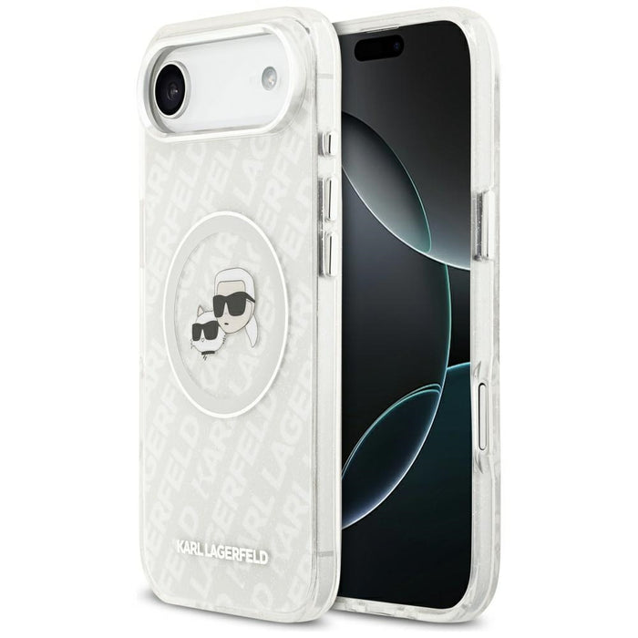 Karl Lagerfeld IML Glitter Karl&amp;Choupette Heads Logo MagSafe Case for iPhone Air - Gray