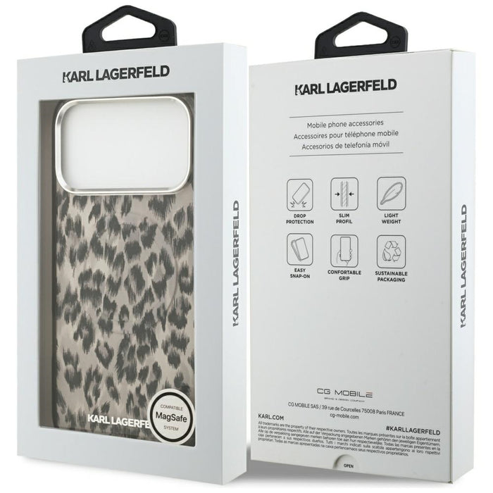 Karl Lagerfeld IML Leopard Pattern MagSafe Case for iPhone 17 Pro Max - Brown