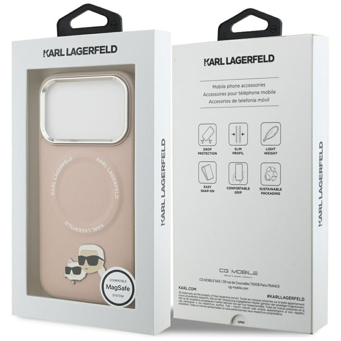 Karl Lagerfeld Karl &amp; Choupette Pins MagSafe Case for iPhone 17 Pro Max - Pink