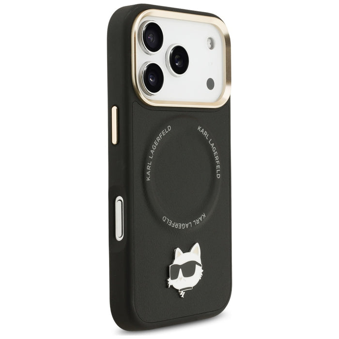 Karl Lagerfeld Big Strap Choupette Metal Logo MagSafe Case for iPhone 17 Pro Max - Black