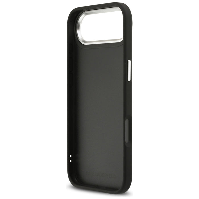 Karl Lagerfeld FW Grained Karl &amp; Choupette Heads Pins &amp; Logo iPhone Air Case - Black