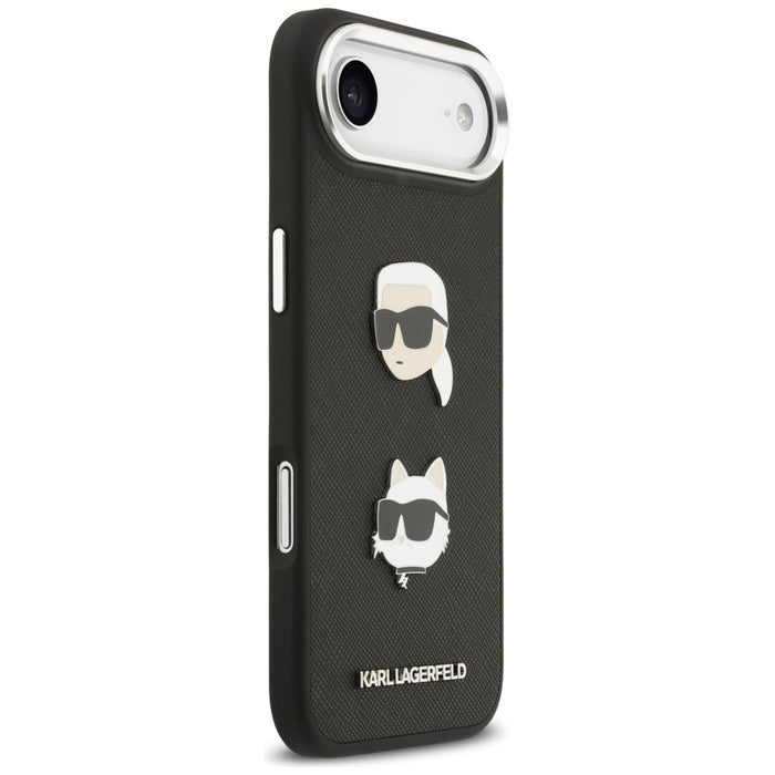 Karl Lagerfeld FW Grained Karl & Choupette Heads Pins & Logo iPhone Air Case - Black