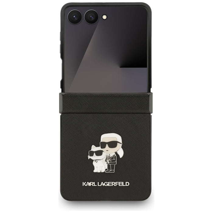 Karl Lagerfeld Saffiano Karl&amp;Choupette Pin Case for Samsung Galaxy Z Flip 7 - Black