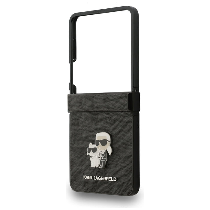 Karl Lagerfeld Saffiano Karl&amp;Choupette Pin Case for Samsung Galaxy Z Flip 7 - Black