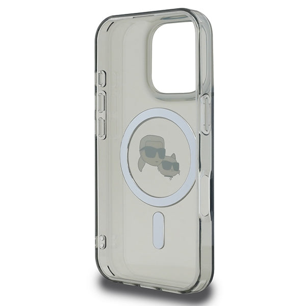 Karl Lagerfeld IML Metal Karl&amp;Choupette Head MagSafe Case for iPhone 16 Pro - Black