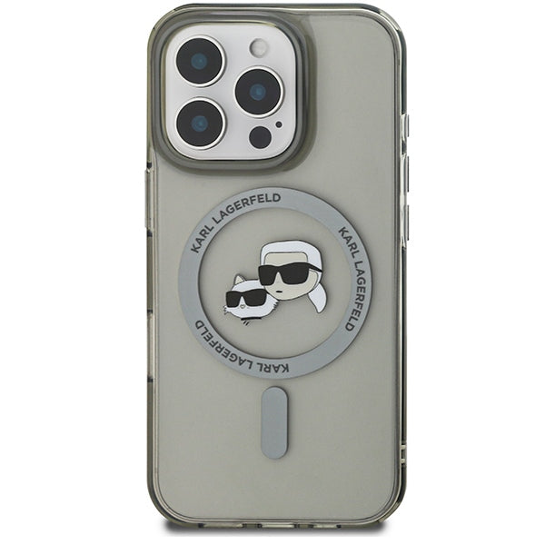Karl Lagerfeld IML Metal Karl&amp;Choupette Head MagSafe Case for iPhone 16 Pro - Black