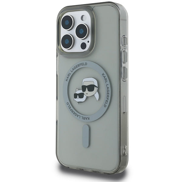 Karl Lagerfeld IML Metal Karl&amp;Choupette Head MagSafe Case for iPhone 16 Pro - Black