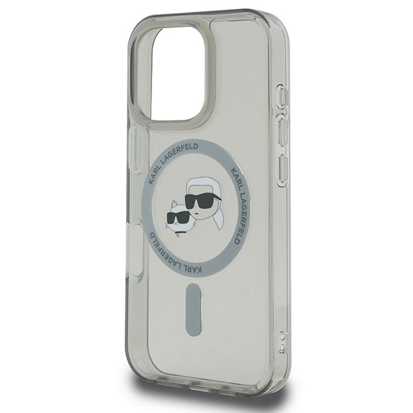 Karl Lagerfeld IML Metal Karl&amp;Choupette Head MagSafe Case for iPhone 16 Pro - Black
