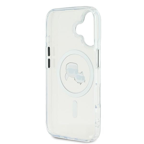 Karl Lagerfeld IML Metal Karl&amp;Choupette Head MagSafe Case for iPhone 16 Plus - White
