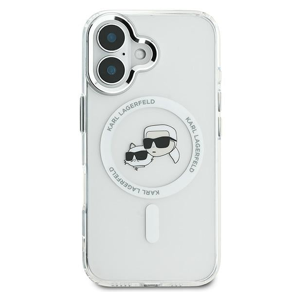 Karl Lagerfeld IML Metal Karl&Choupette Head MagSafe Case for iPhone 16 Plus - White