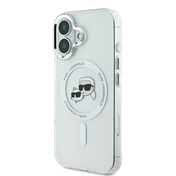 Karl Lagerfeld IML Metal Karl&Choupette Head MagSafe Case for iPhone 16 - White