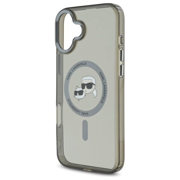 Karl Lagerfeld IML Metal Karl&amp;Choupette Head MagSafe Case for iPhone 16 - Black