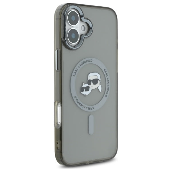 Karl Lagerfeld IML Metal Karl&Choupette Head MagSafe Case for iPhone 16 - Black
