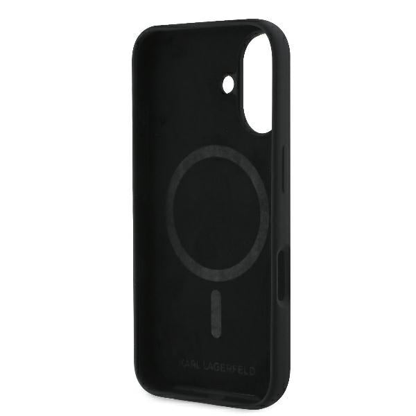 Karl Lagerfeld Silicone Nauble Heads Print MagSafe Case for iPhone 16 - Black