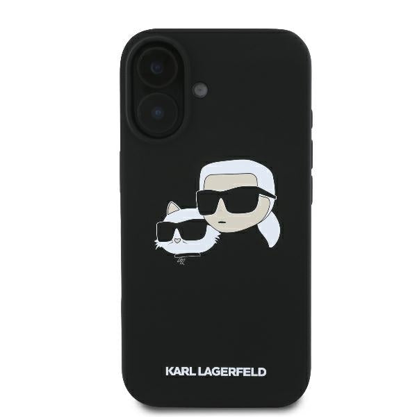Karl Lagerfeld Silicone Nauble Heads Print MagSafe Case for iPhone 16 - Black