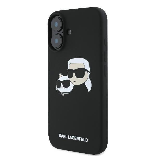 Karl Lagerfeld Silicone Nauble Heads Print MagSafe Case for iPhone 16 - Black