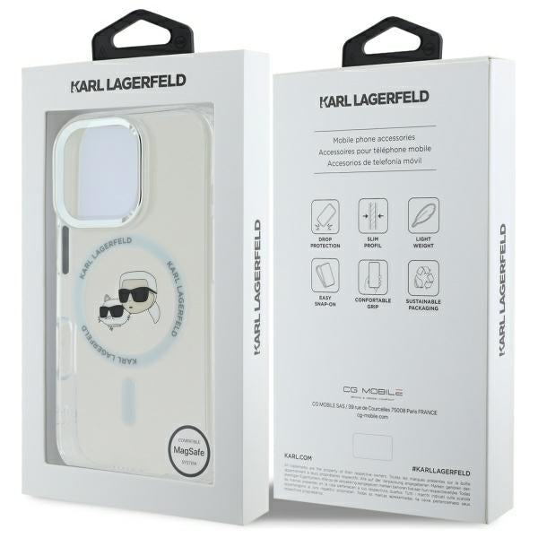 Karl Lagerfeld IML Metal Karl&Choupette Head MagSafe Case for iPhone 16 Pro Max - White
