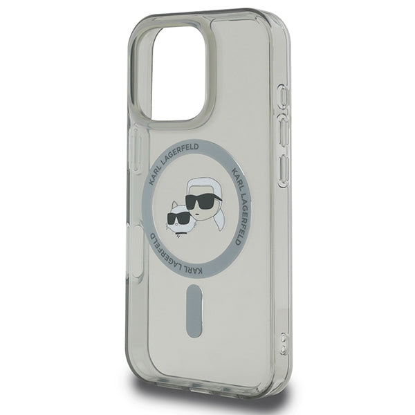 Karl Lagerfeld IML Metal Karl&Choupette Head MagSafe Case for iPhone 16 Pro Max - Black
