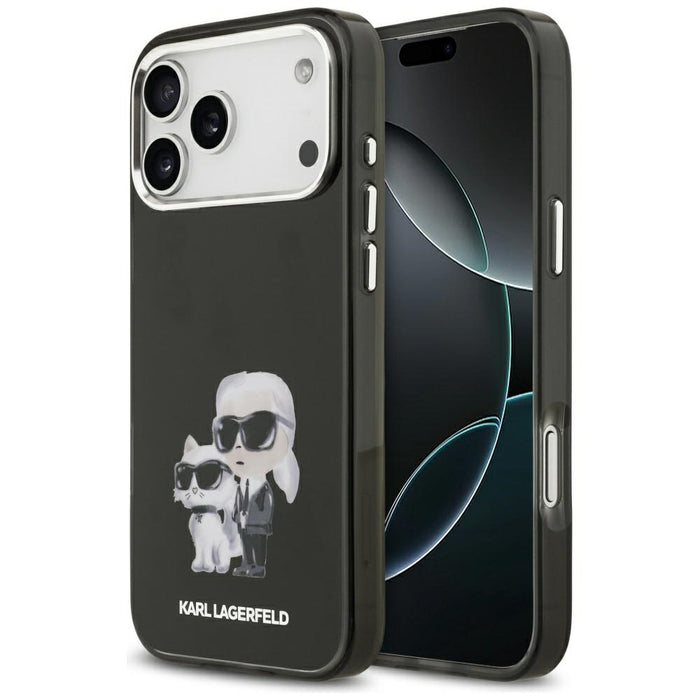 Karl Lagerfeld IML Aquarelle Karl &amp; Choupette &amp; Logo MagSafe Case for iPhone 17 Pro - Black