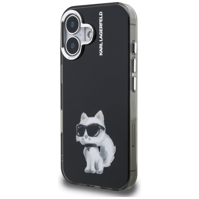 Karl Lagerfeld IML Aquarelle Choupette &amp; Logo iPhone 16 Case - Black