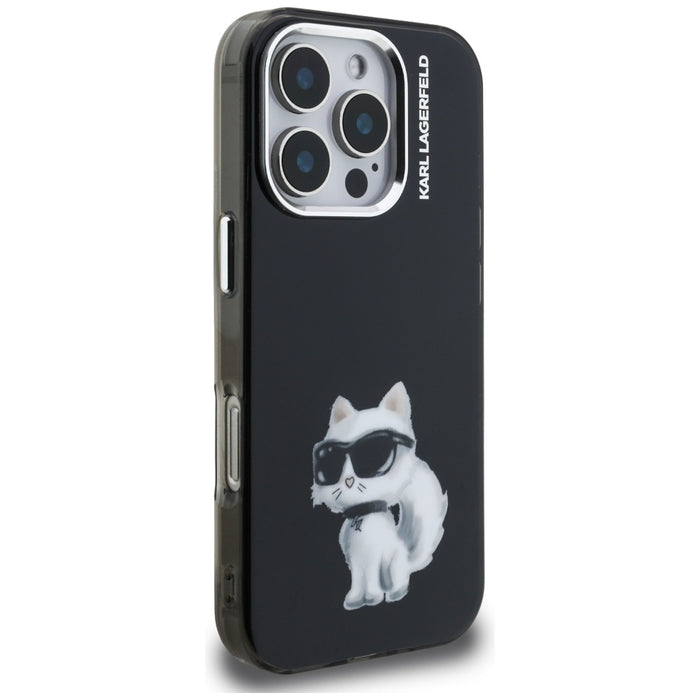 Karl Lagerfeld IML Aquarelle Choupette &amp; Logo iPhone 16 Pro Case - Black