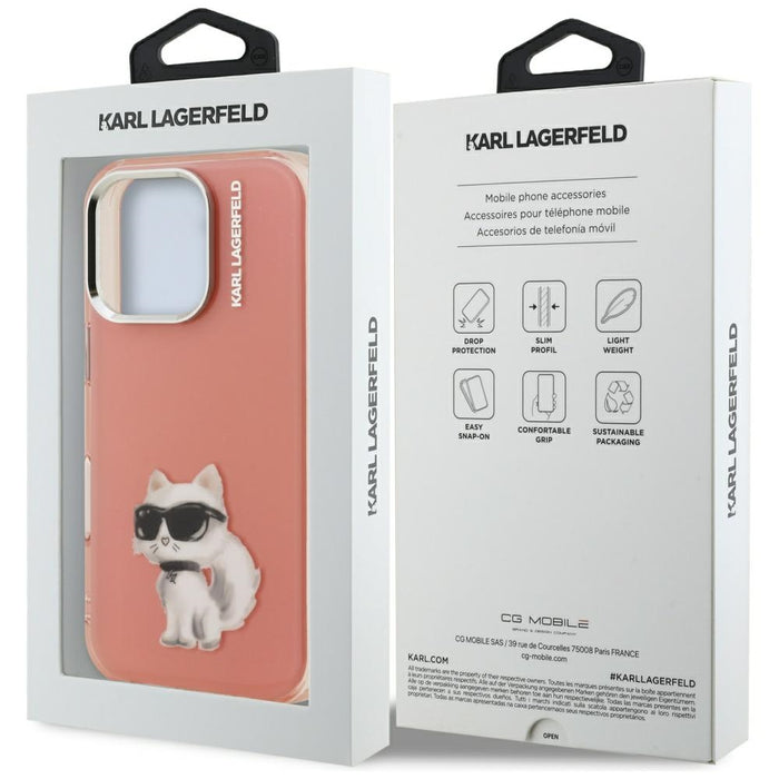 Karl Lagerfeld IML Aquarelle Choupette &amp; Logo Case for iPhone 16 Pro Max - Pink
