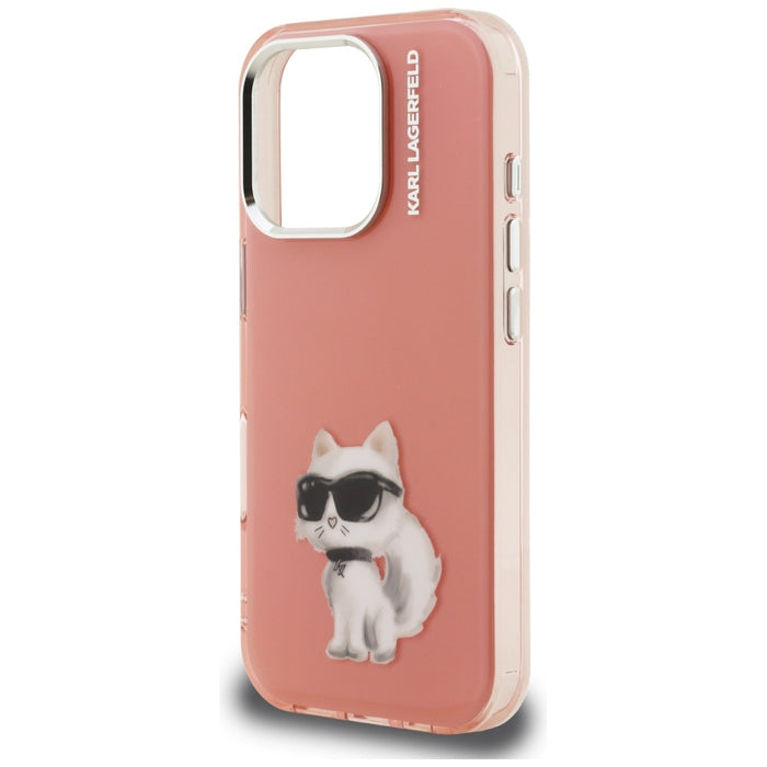 Karl Lagerfeld IML Aquarelle Choupette &amp; Logo iPhone 16 Pro Case - Pink