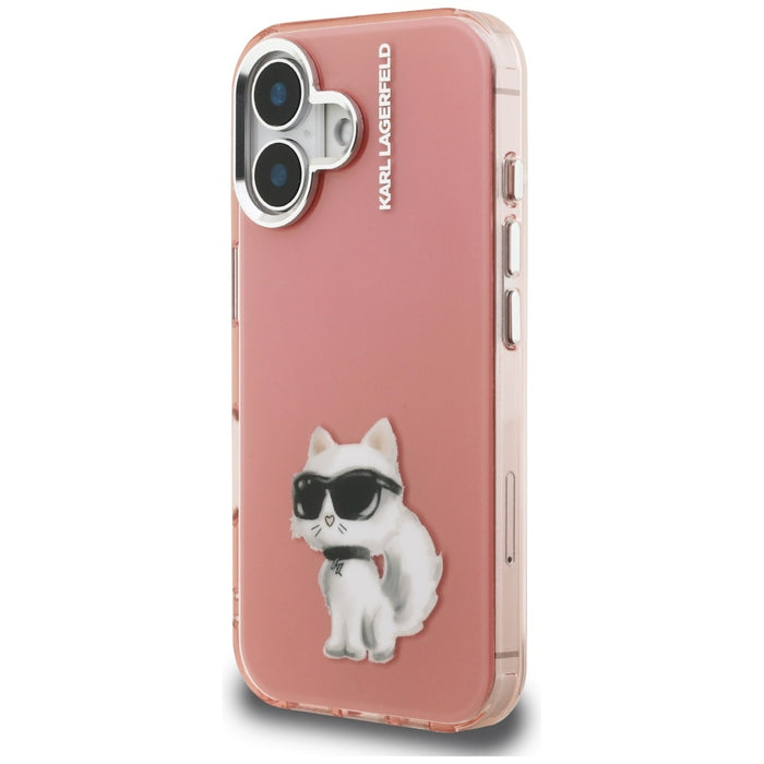Karl Lagerfeld IML Aquarelle Choupette &amp; Logo iPhone 16 Case - Pink