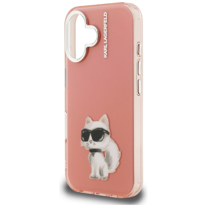 Karl Lagerfeld IML Aquarelle Choupette &amp; Logo iPhone 16 Case - Pink